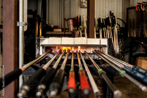 Photos Glassblowing blowpipes in a pipe warmer