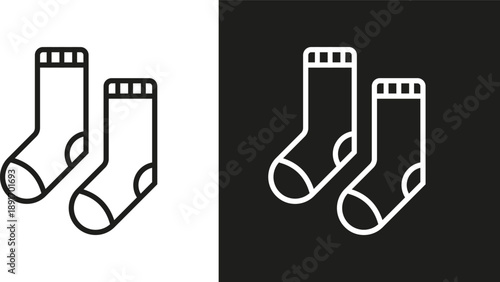 Socks Icon Set. Clothing and apparel symbols. Fashion and textile signs. Laundry and garment regulation signs. Consumer and retail policy icons
