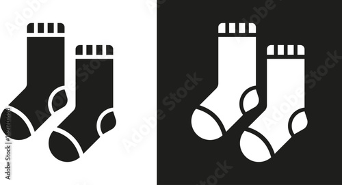 Socks Icon Set. Clothing and apparel symbols. Fashion and textile signs. Laundry and garment regulation signs. Consumer and retail policy icons

