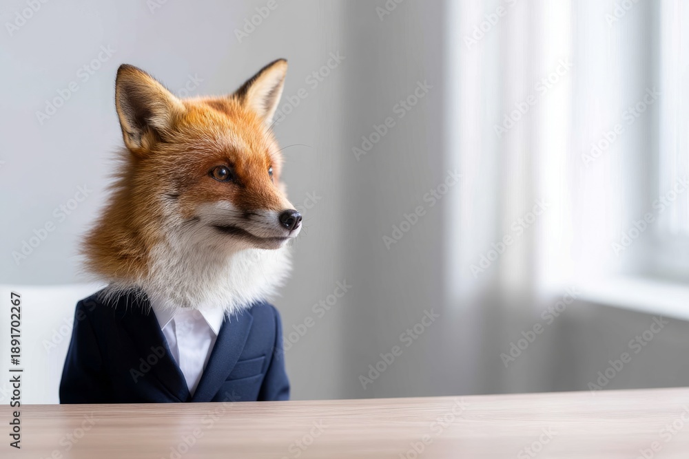 Obraz premium Stylish Fox in Modern Suit Representing Clever Branding Concept