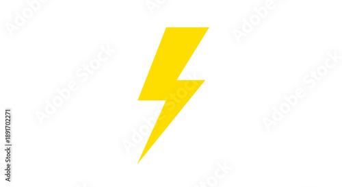 Bright Yellow Lightning Bolt Symbol on White Background 1.