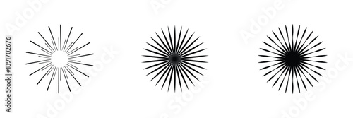 Abstract radial line pattern progression. Minimalist abstract illustration showing radial line patterns evolving in density, symbolizing motion, focus, geometry, and visual rhythm . Vector illustratio