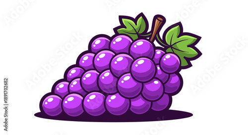 Illustration of a Bunch of Ripe Purple Grapes 1.