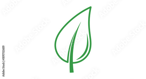 Simple Green Leaf Outline Icon Symbol Nature.