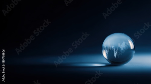 Investor forecasting stock market with candlestick chart inside crystal globe, prediction concept, similar style not exact copy,