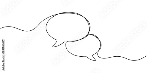 Speech bubble continuous one line art drawing conversation chat speech bubble vector illustration