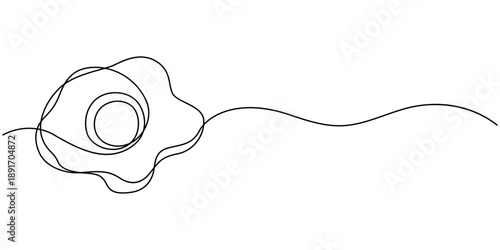 Continuous one line art drawing of Scrambled eggs icon vector. fried egg for breakfast menu, food blog symbol. vector illustration.