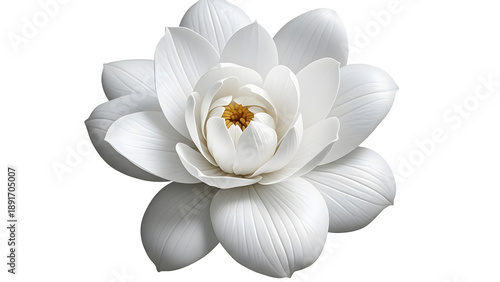 Detailed White Lotus Flower with Yellow Center on Black Background white flower bloom