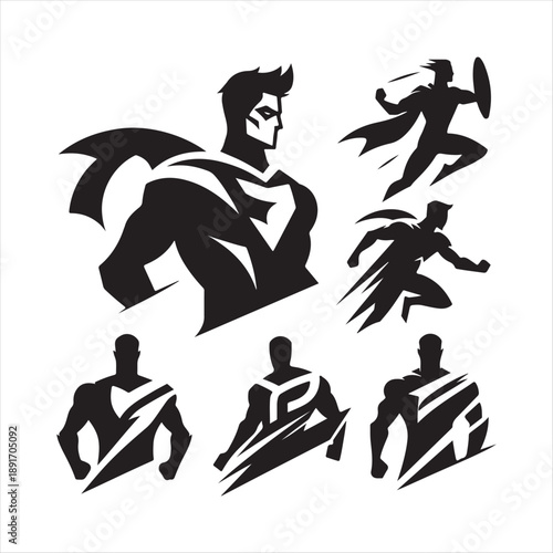 abstract hero figure vector silhouette line art icon idea illustration