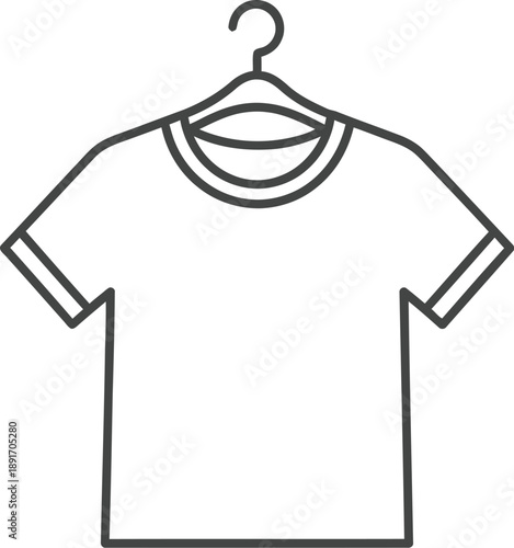 Clean and dirty t shirt icons featuring line and solid graphic styles hanging on simple hangers representing laundry services or clothing care options