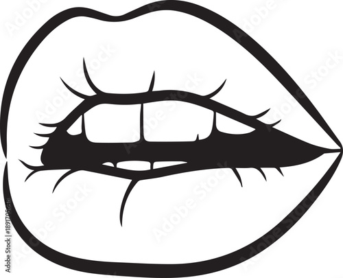Illustration of a female face with lips and eye, depicting emotion and beauty, viewed from the front, showcasing a graphic design.