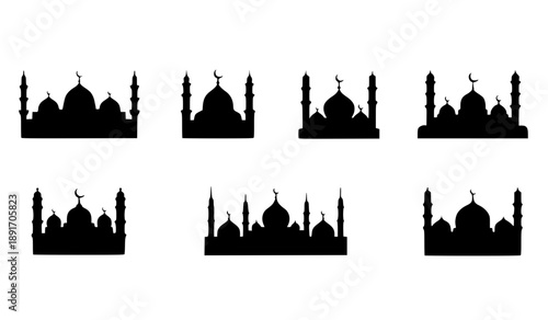 Minimalist Mosque Architecture Icon Set