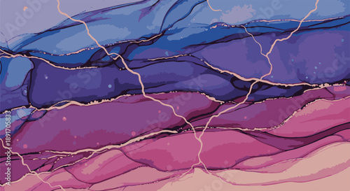 Vibrant abstract artwork featuring luxurious marble patterns, fluid shapes, and metallic gold accents from a close-up viewpoint