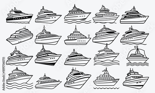 Adobe IlluYacht line art White background illustration Generative Aistrator Artwork