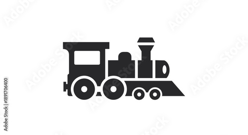 Classic Steam Locomotive Silhouette Icon Transportation.