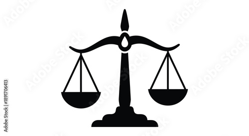 A striking black silhouette depicts the scales of justice symbolizing fairness equality and legal proceedings silhouette high quality