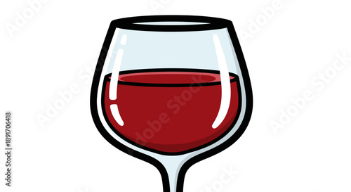 A simple illustration of a glass filled with red wine.