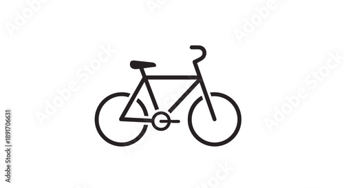 Simple Black Bicycle Icon on White Background.