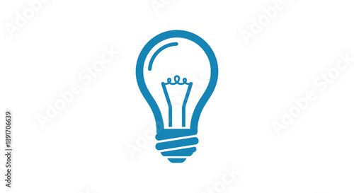 Simple Blue Light Bulb Icon Representing Ideas and Innovation.