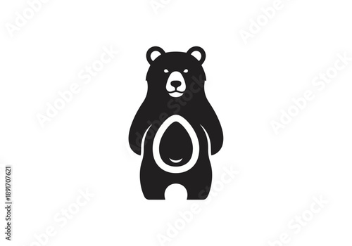 Black bear logo with a white oval on its belly