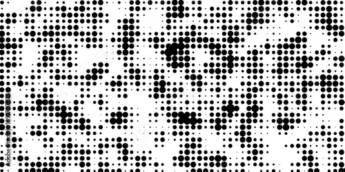 Schilderij op canvas Halftone pattern dot background texture overlay distress design, striking black and white features dense randomized pattern of small black dots against a white background creating abstract textured
