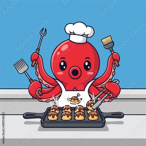 illustration of a cook with a fork and knife
