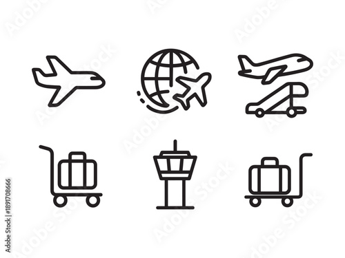 Aviation Cargo and Airport Logistics Icons