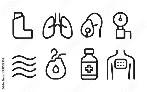 Respiratory Health and Asthma Treatment Icons