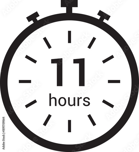 11 hours clock arrow. symbol work time, delivery and service time, isolated on white , vector icon Illustration