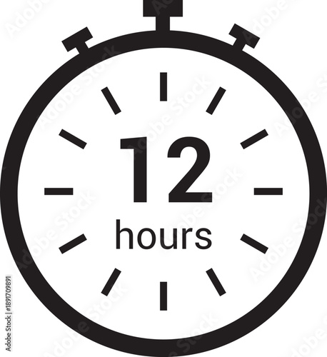 12 hours clock arrow. symbol work time, delivery and service time, isolated on white , vector icon Illustration