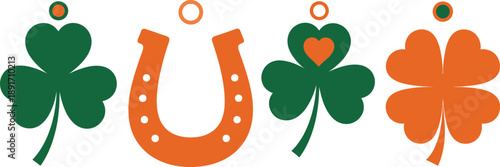 St patrick's day shamrocks and horseshoe illustration