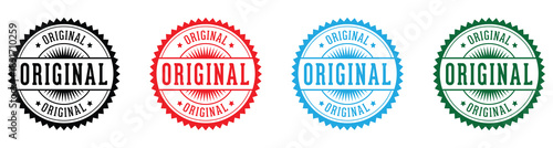 Set of four vintage style original guarantee badges in different colors