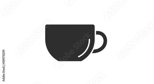 Simple Black Silhouette of a Coffee Cup Icon 1.