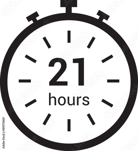 21 hours clock arrow. symbol work time, delivery and service time, isolated on white , vector icon Illustration