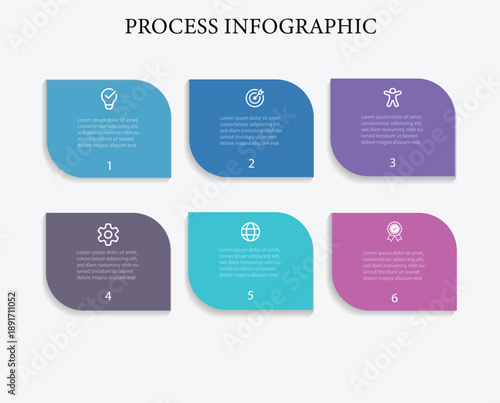 Business infographic process with thin line template design with icons and 5 options or steps.Business data visualization.
