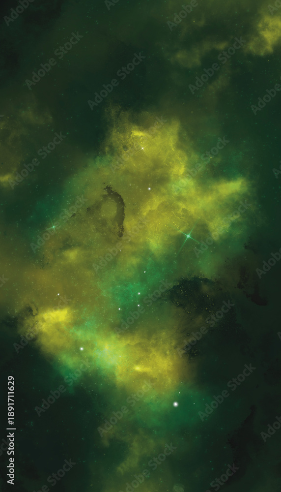 Fototapeta premium Emerald Green Nebula, Deep Space Painting