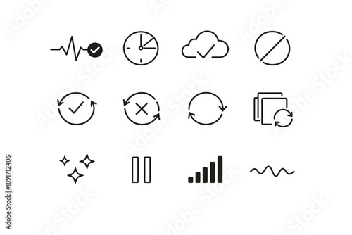 Line network image validation icon result sync pulse offline generation simple pause