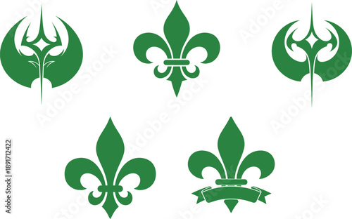 St patrick's day green shamrock and fleur de lis symbols