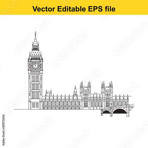 vsai Big ben and houses of parliament london iconic skyline vector illustration