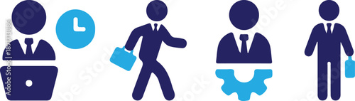 business man employee worker man bule icon set vector illustration design 