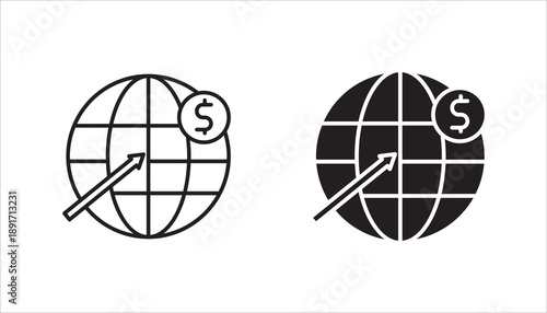 International money transfer icon set,  Get paid from another country. Payment method. vector illustration on white background.