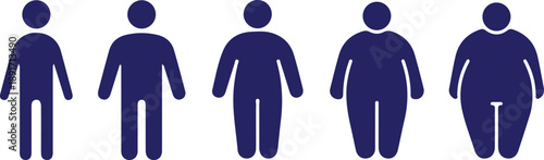 flat body people bule icon set vector illustration underweight normal overweight obese silhouette