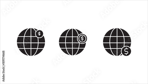 International money transfer icon set,  Get paid from another country. Payment method. vector illustration on white background.