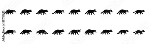 civet walking pose silhouette illustration collection. Animals drawing illustration isolated on white background.