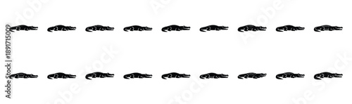 crocodile resting pose silhouette illustration collection. Animals drawing illustration isolated on white background.