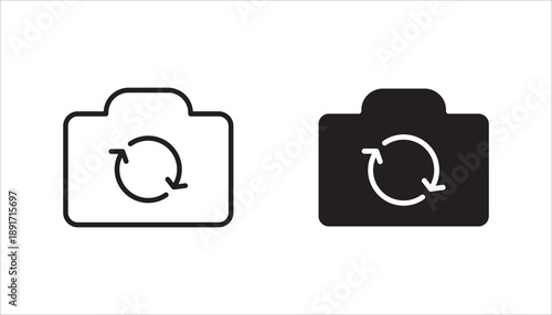 Switch from front to back camera flat icon set,  for apps on white background. color editable