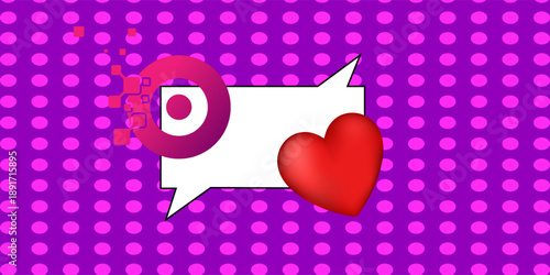 Cartoon Red Heart, comic book holiday. Retro vector comics pop art design.