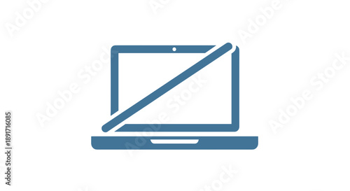 Laptop computer with a diagonal line across the screen.