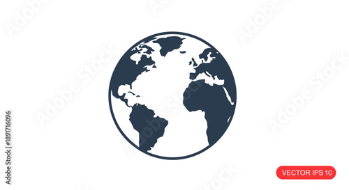 Simple Globe Icon Representing Planet Earth and Global Connections.