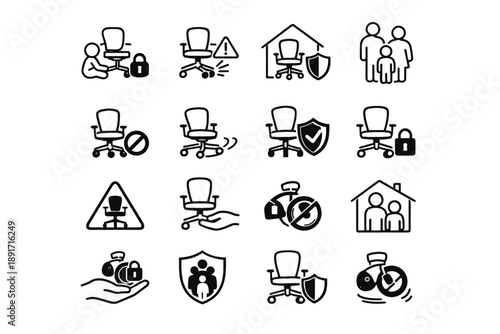 Weight image seating distribution generation step simple icon focus comfort posture vector